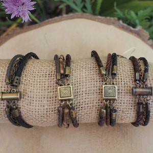 BARCELONA Men&#39;s Leather and Steel Bracelet with magnetic clasp