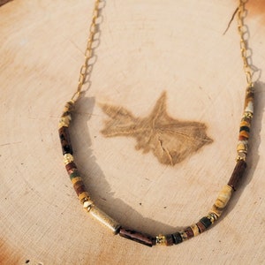 Fine semi-precious stone and stainless steel necklace