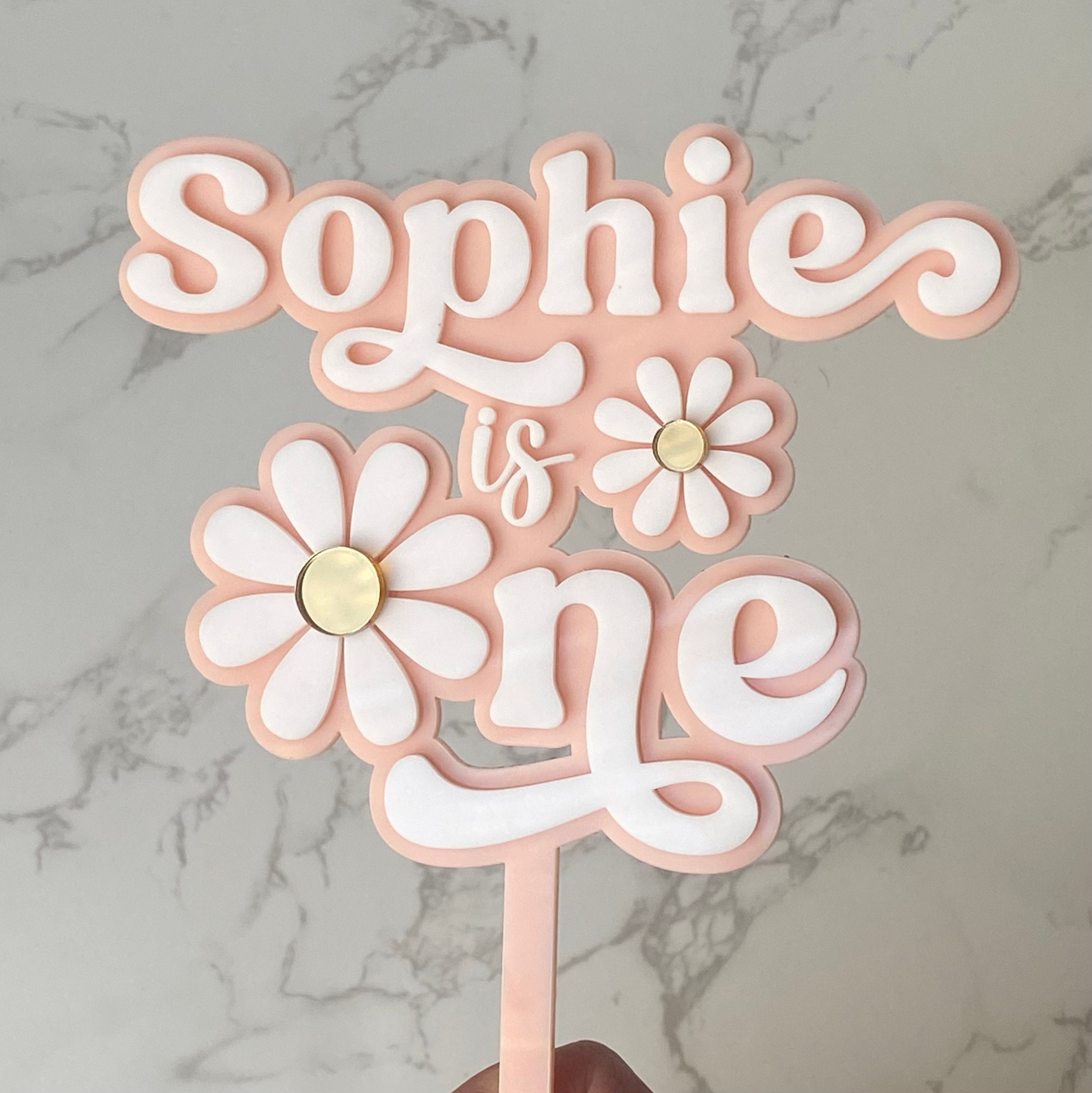 Daisy One Custom Cake Topper Birthday First Birthday Layered - Etsy