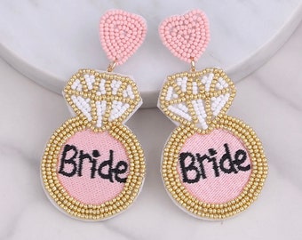 Bride Statement Earrings diamond ring hen party