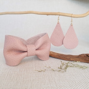 Leather Bracelet Customizable * Leather Earrings * Geometric * Hanging * Teardrops * Old Pink *