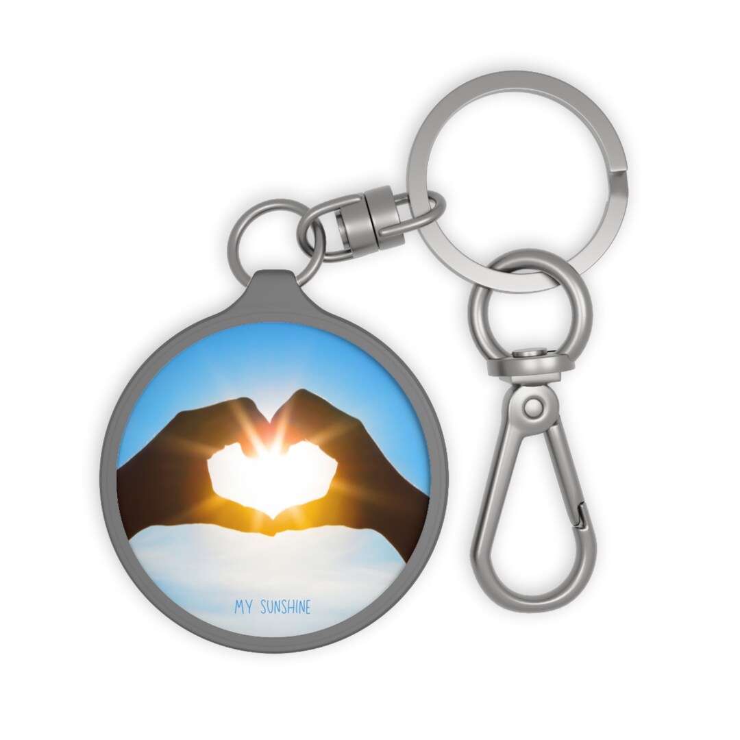 Keychain for Keys Landscape With Sun and Heart in Hands Etsy