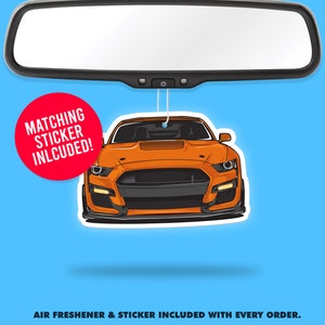 Mustang GT500 Air Freshener + Vinyl Sticker Fragrance Scent Car Accessory Pack Funny Car Enthusiast Ford Muscle Car Sticker