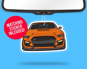 Mustang GT500 Air Freshener + Vinyl Sticker: Car Enthusiast Accessory