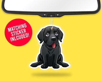 Black Lab Air Freshener: Labrador Retriever Car Accessory + Vinyl Sticker