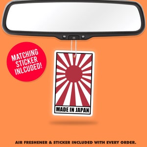 Made in Japan JDM Air Freshener + Vinyl Sticker Fragrance Scent Car Accessory Pack Funny Rising Sun Stickers
