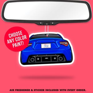BRZ GR86 FRS Custom Cartoon Air Freshener + Vinyl Sticker Fragrance Scent Car Accessory Pack Funny Car Enthusiast Toyota Subaru JDM Sticker