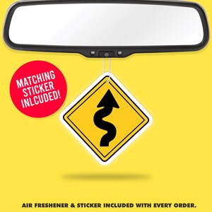 Twisty Roads Car Enthusiast Air Freshener + Vinyl Sticker Fragrance Scent Car Accessory Pack