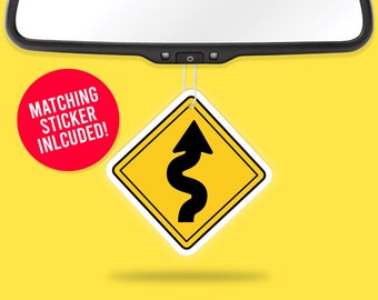 Twisty Roads Car Enthusiast Air Freshener + Vinyl Sticker Fragrance Scent Car Accessory Pack