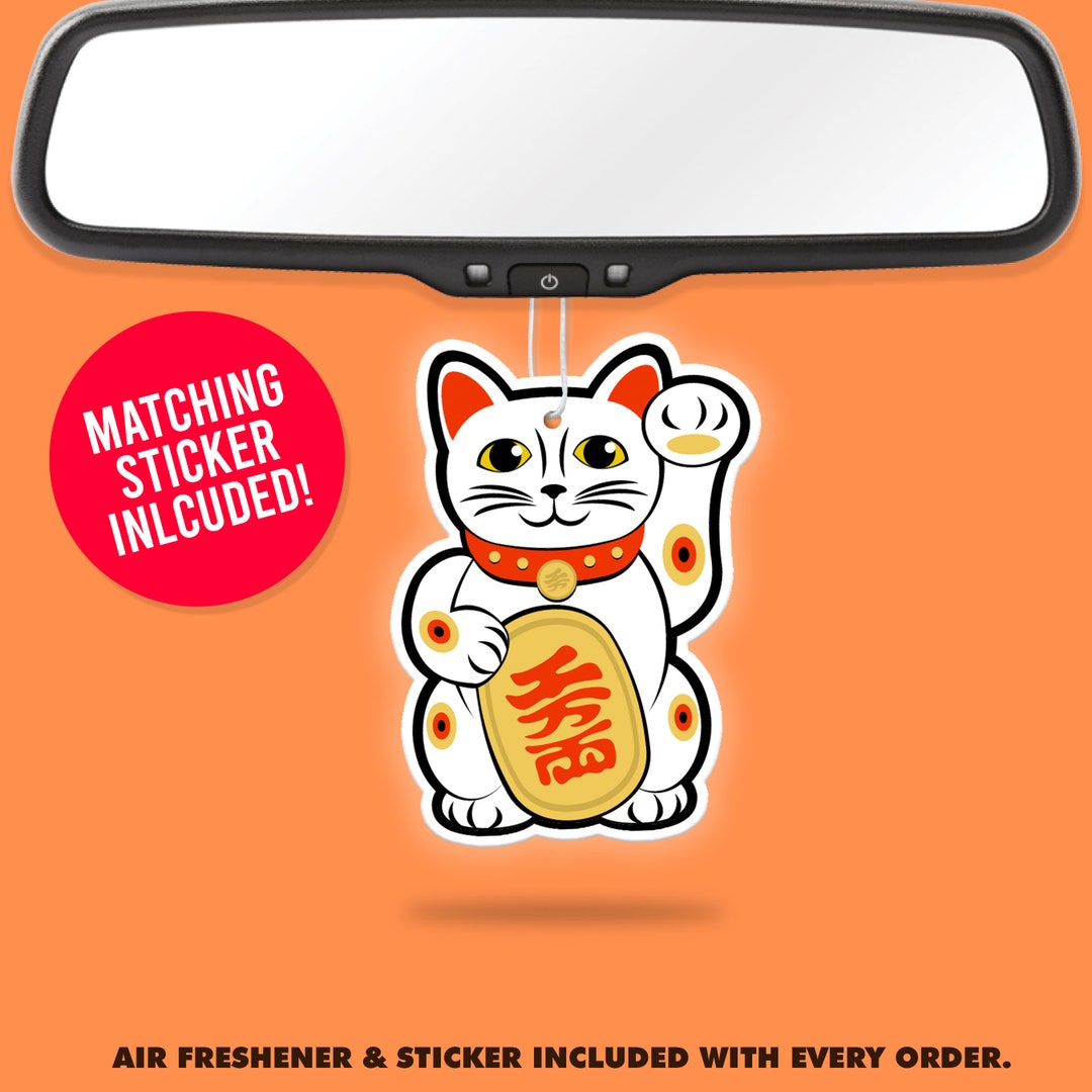 Lucky Cat Funny Air Freshener Vinyl Sticker Fragrance Scent Car