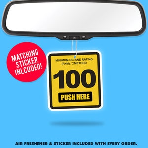 High Octane Race Fuel Die Cut Car Funny Air Freshener Fragrance Scent Car Accessories + FREE Vinyl Sticker!