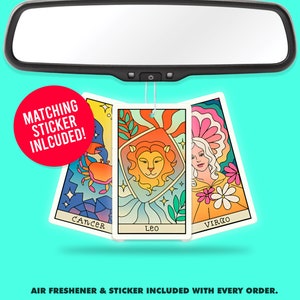Zodiac Signs Air Freshener + Vinyl Sticker Fragrance Scent Car Astrology Astrological Accessory Pack Stickers