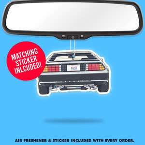 DeLorean DMC-12 Air Freshener + Vinyl Sticker Fragrance Scent Car Accessory Pack Funny Car Enthusiast Sticker