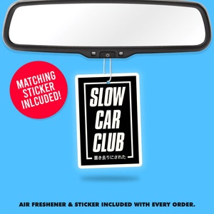 Slow Car Club Funny Air Freshener + Vinyl Sticker Fragrance Scent Car Accessory Pack Funny QR Code Stickers