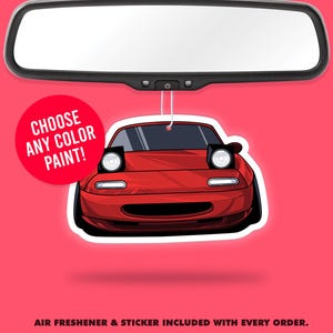 Mazda Miata MX-5 Cartoon Air Freshener – JDM Car Accessory + Vinyl Sticker