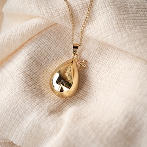 Pregnancy bola Gold drop Customizable, personalize with natural birthstone and initials to engrave pregnant woman necklace image 2