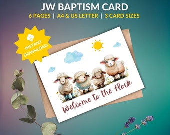 JW Baptism Card Best Life Ever Welcome Flock Cute Sheep Congratulation Greeting Digital Appreciation Humble Pretty Beautiful Printable Gift