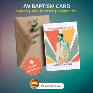 JW Taufkarte für Bruder Herzlichen Glückwunsch zur Wahl des besten Lebens überhaupt Grußkarte Wertschätzung Vintage Retro