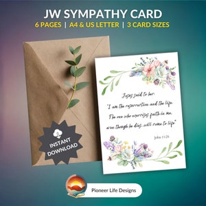 JW Sympathy Card Encouragement Resurrection Hope He Will Call John 11:25 Condolence Thought Death Sorrow Loss New World  Printable Greeting