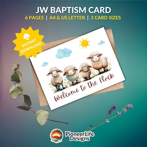 JW Taufe Karte Bestes Leben überhaupt Willkommen Flock niedlichen Schaf Glückwunsch Gruß digitale Wertschätzung bescheiden hübsch schön druckbares Geschenk