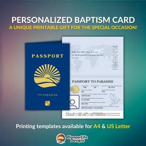 Carte de baptême JW personnalisée, passeport imprimable personnalisable, souvenir spirituel unique, cadeau réfléchi pour une étude de la Bible et une convention de réunion