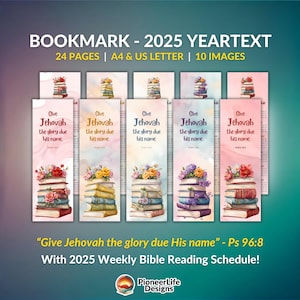 JW Yeartext Lesezeichen 2025, Gib Jahwe Herrlichkeit, Psalmen 96: 8, Schrift druckbares Lesezeichen, Bibellesestudie & Persönliches, Kreistagung