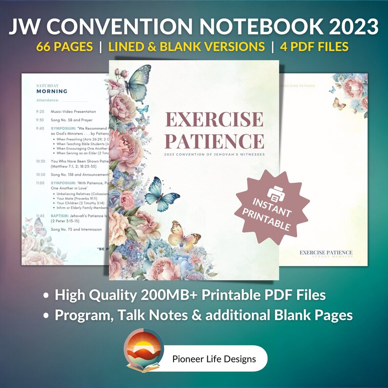 JW Printable Convention Notebook 2023 Exercise Patience Regional ...