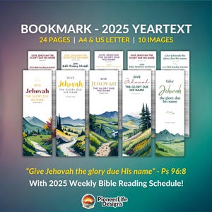 JW Yeartext 2025 Lesezeichen Psalmen Ps 96: 8 Geschenk Give Yahveh die Herrlichkeit wegen seines Namens druckbare Geschenk für Bruder Schwester Volunteer Delegate