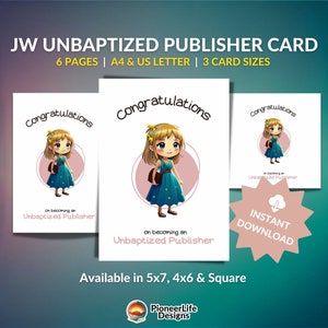 JW 未洗礼伝道者カード 若い姉妹への未洗礼伝道者になるお祝いのグリーティングカード 少女への感謝のドレス