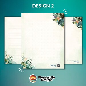 JW Letter Writing Paper Stationary Design Water Color for Ministry ...