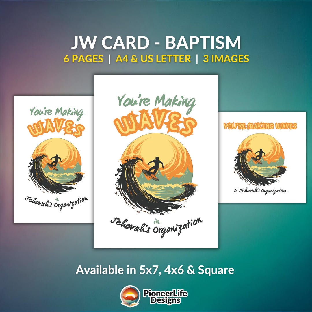 Printable JW Baptism Card, Spiritual Encouragement Greeting for ...