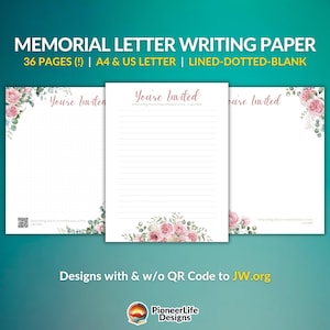 Papel para escribir cartas en memoria de los testigos de Jehová, papelería para campañas, carta conmemorativa de la muerte de Jesús, membrete para el ministerio, imprimible digitalmente