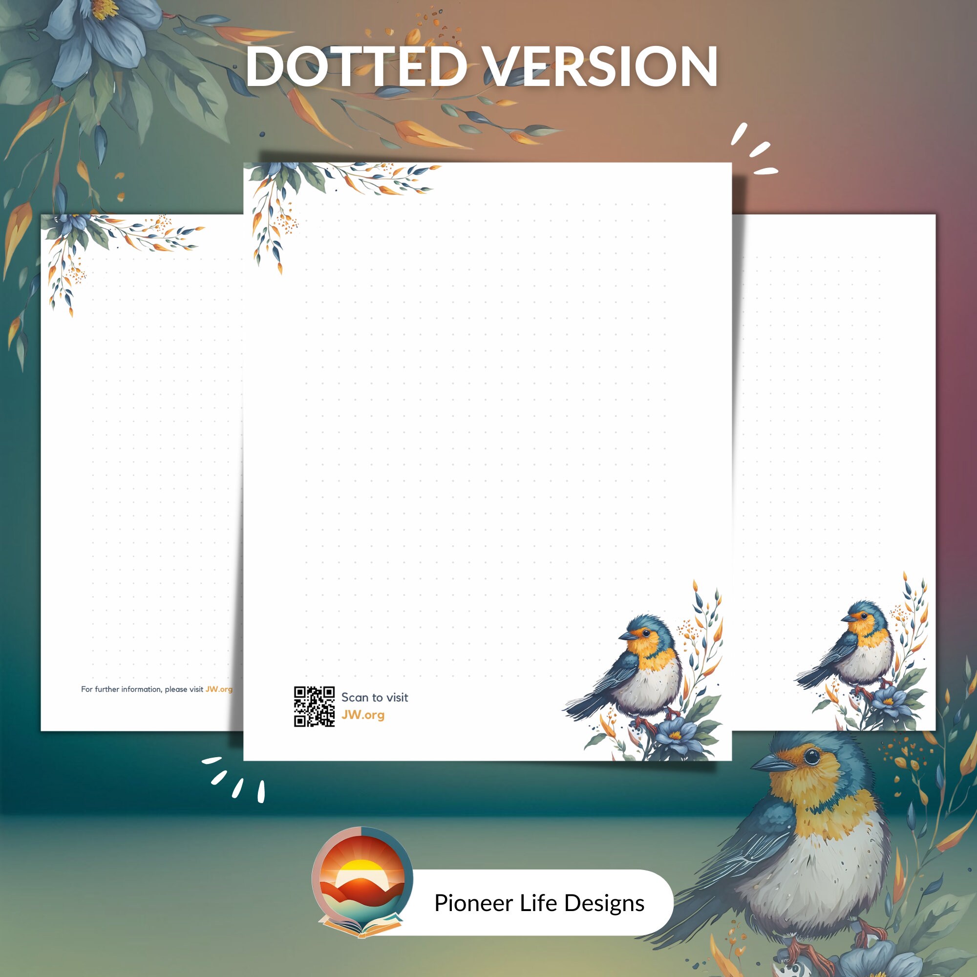 JW Letter Writing Stationary Blue Bird Design Water Color for Writing ...