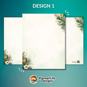 JW Letter Writing Paper Stationary Design Water Color for Ministry ...