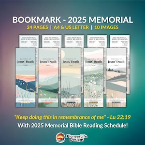 JW Lesezeichen für Gedenkstätte, 2025 Gedenken an Jesus Tod, druckbarer Bibelleseplan, Geschenk für Bibelarbeit Bruder Schwester