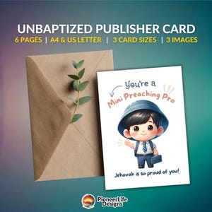 Tarjeta de regalo para editores no bautizados de JW, mini predicador de ánimo para un hermano joven, felicitaciones por su llegada, un lindo saludo para un nuevo editor.