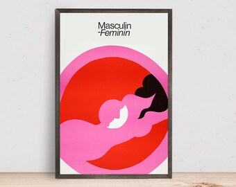 Masculin féminin Movie Poster, Room Decor, Home Decor, Art Poster for Gift