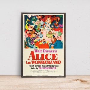 Poster del film Alice nel Paese delle Meraviglie, arredamento della camera, arredamento della casa, poster artistico per regalo