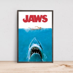 Jaws Movie Poster Canvas Wall Art Family Decor, Home Decor,Frame Option