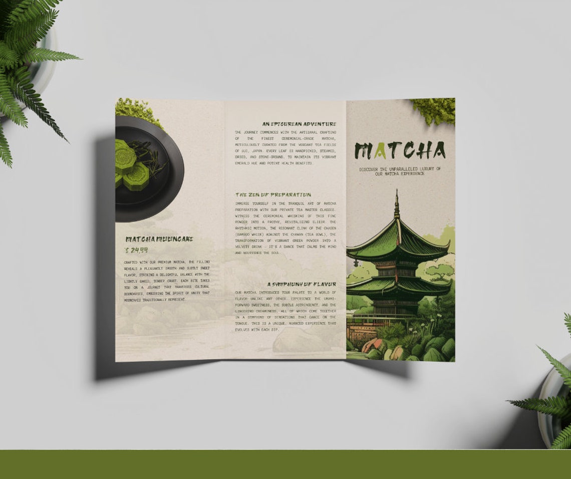 Matcha Tea Trifold Brochure, Matcha Benefits Template, Printable Matcha ...