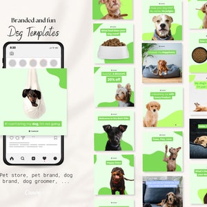 Engaging Dog Instagram Story Template | Dog Grooming Shop Promotion | Social Media Marketing | Pet Lover Blogger Vet Canva Template | Green