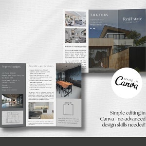 Real Estate Property Brochure | Real Estate Marketing | Property Magazine trifold | Realtor Listing | Open House Brochure | Canva Template