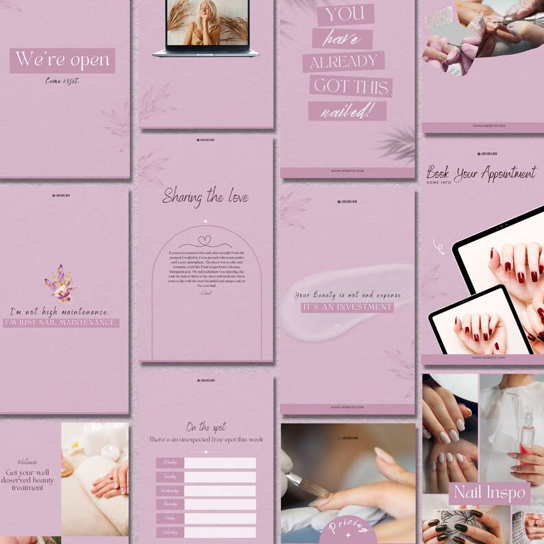 Nail Salon Instagram Post Templates: Canva Editable Designs - Etsy