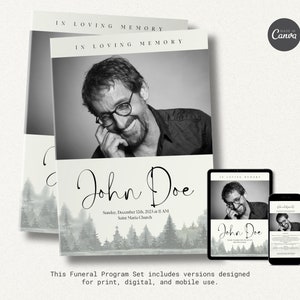 Sjabloon bergbegrafenisprogramma: bewerkbaar gedenkteken, viering van het leven (digitaal)
