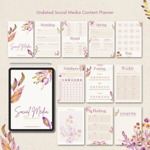 Social Media planner Flowers I Educational Marketing planner I Canva Template I PDF version