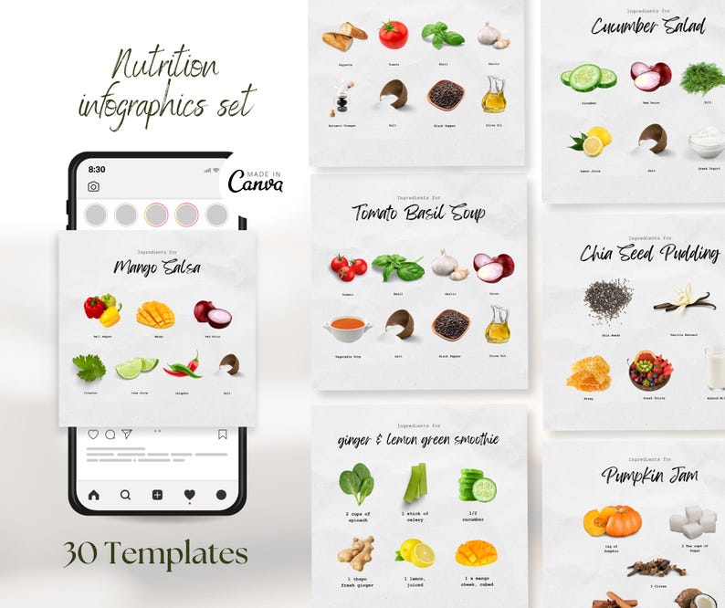 catering vector infographic template. choose recipes,... Nutrition Infographic Templates: Canva Social Media Set - Etsy