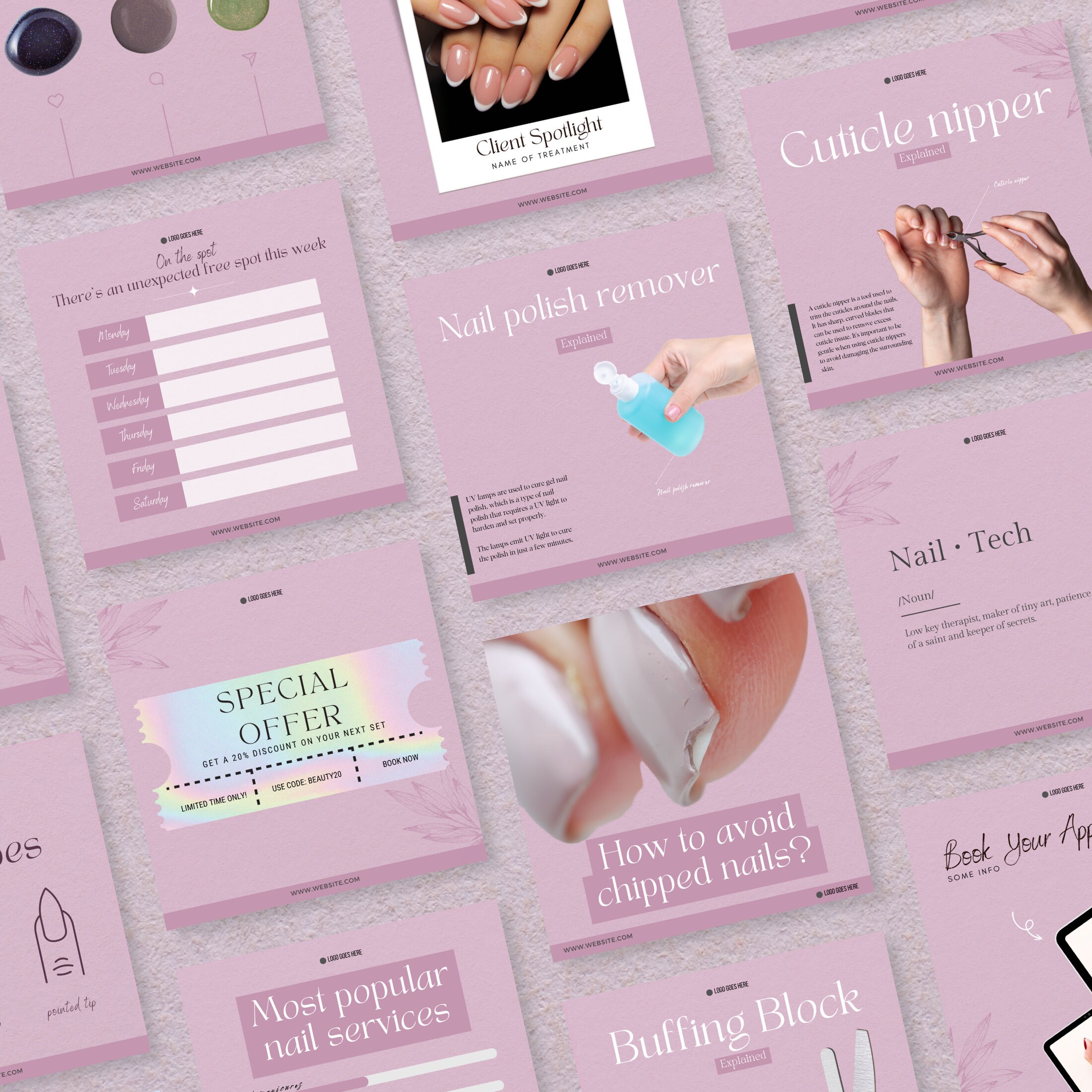 Nail Salon Instagram Post Templates: Canva Editable Designs - Etsy