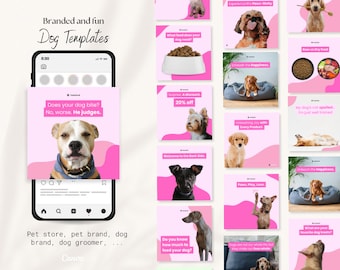 Engaging Dog Instagram Story Template | Dog Grooming Shop Promotion | Social Media Marketing | Pet Lover Blogger Vet Canva Template | Pink
