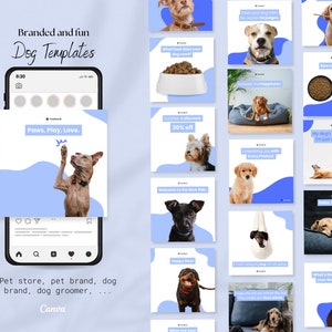 Engaging Dog Instagram Story Template | Dog Grooming Shop Promotion | Social Media Marketing | Pet Lover Blogger Vet Canva Template | Blue
