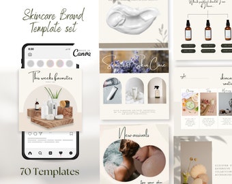 Skincare Instagram Post Templates | Beauty Business Bundle | Skincare Marketing Kit | Canva Template Set